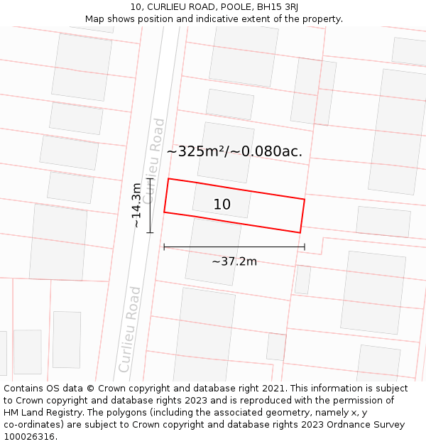 10, CURLIEU ROAD, POOLE, BH15 3RJ: Plot and title map