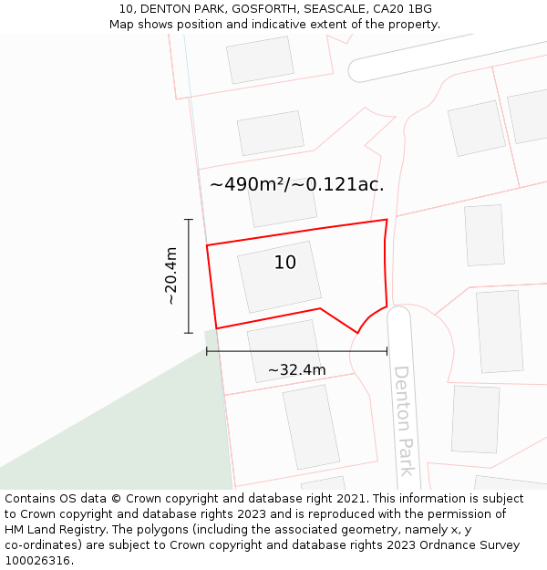 10, DENTON PARK, GOSFORTH, SEASCALE, CA20 1BG: Plot and title map