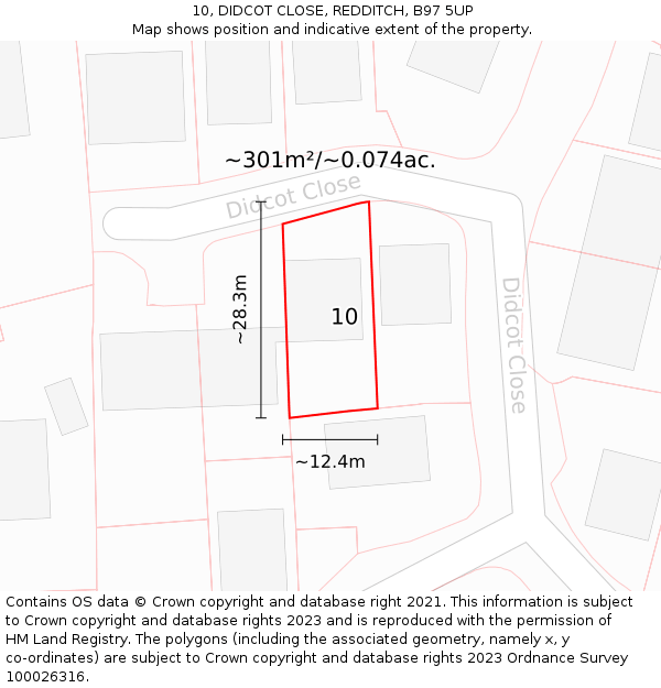 10, DIDCOT CLOSE, REDDITCH, B97 5UP: Plot and title map