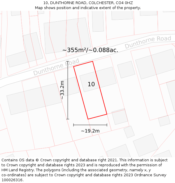 10, DUNTHORNE ROAD, COLCHESTER, CO4 0HZ: Plot and title map