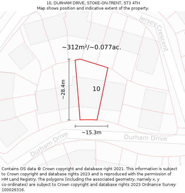 10, DURHAM DRIVE, STOKE-ON-TRENT, ST3 4TH: Plot and title map