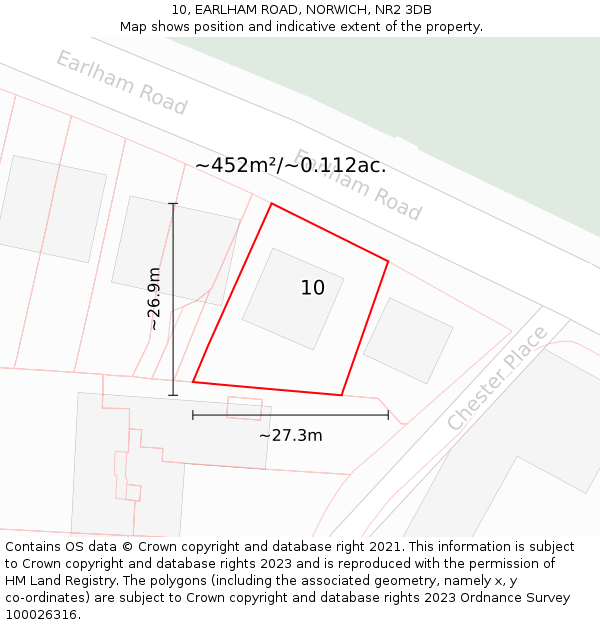 10, EARLHAM ROAD, NORWICH, NR2 3DB: Plot and title map