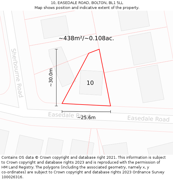 10, EASEDALE ROAD, BOLTON, BL1 5LL: Plot and title map