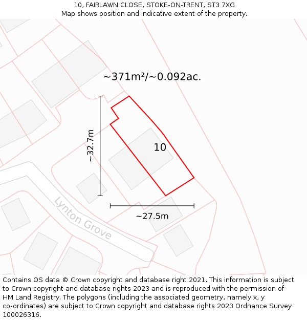 10, FAIRLAWN CLOSE, STOKE-ON-TRENT, ST3 7XG: Plot and title map
