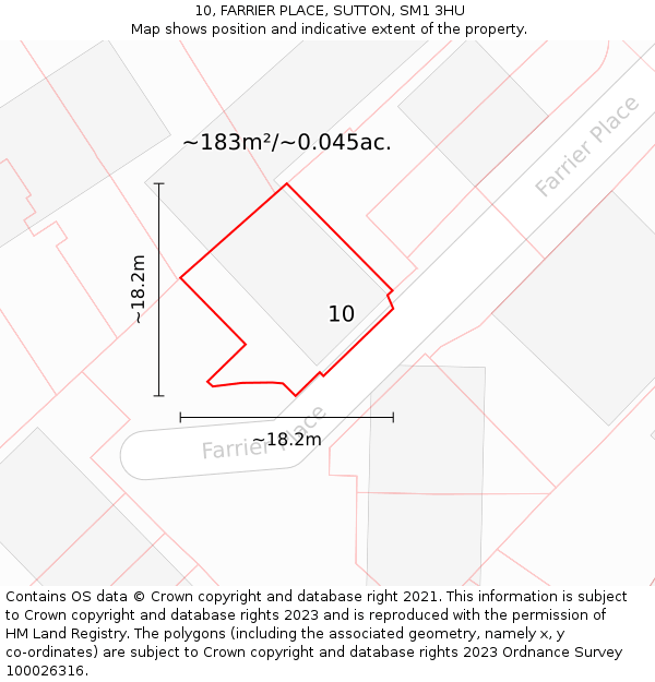 10, FARRIER PLACE, SUTTON, SM1 3HU: Plot and title map