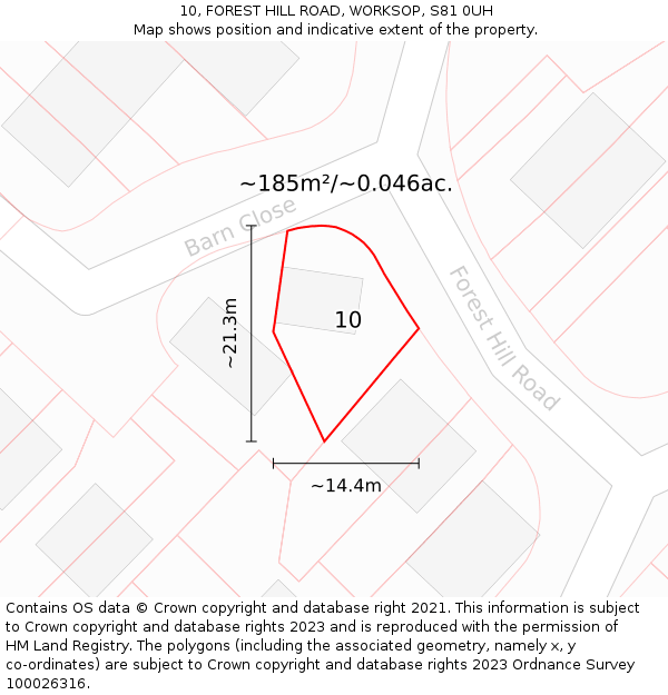 10, FOREST HILL ROAD, WORKSOP, S81 0UH: Plot and title map