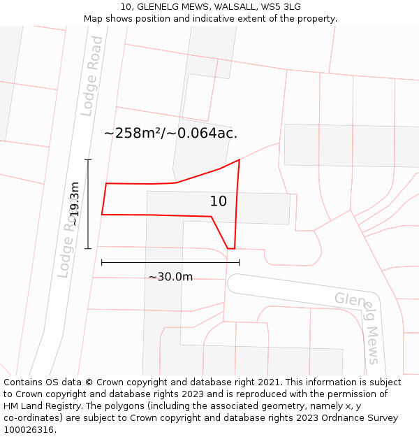 10, GLENELG MEWS, WALSALL, WS5 3LG: Plot and title map