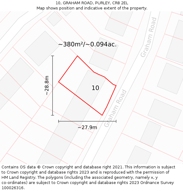 10, GRAHAM ROAD, PURLEY, CR8 2EL: Plot and title map
