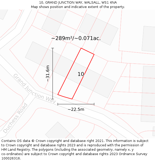 10, GRAND JUNCTION WAY, WALSALL, WS1 4NA: Plot and title map