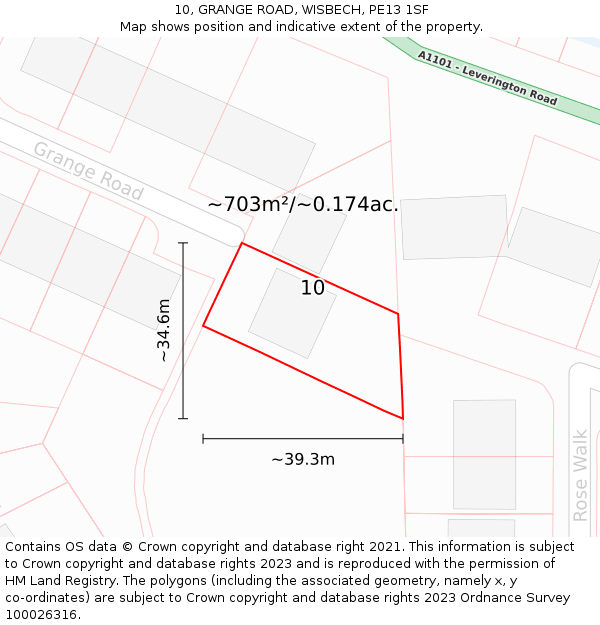 10, GRANGE ROAD, WISBECH, PE13 1SF: Plot and title map