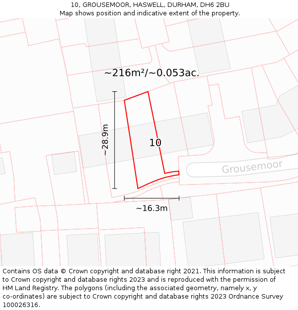 10, GROUSEMOOR, HASWELL, DURHAM, DH6 2BU: Plot and title map