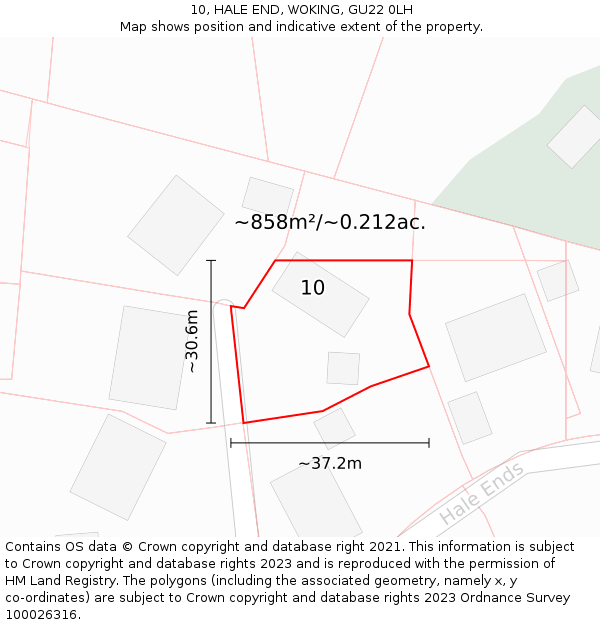 10, HALE END, WOKING, GU22 0LH: Plot and title map