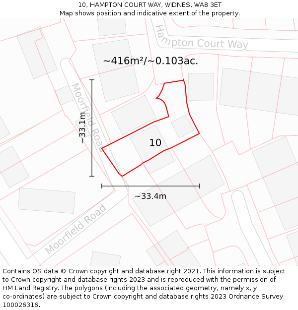 10, HAMPTON COURT WAY, WIDNES, WA8 3ET: Plot and title map