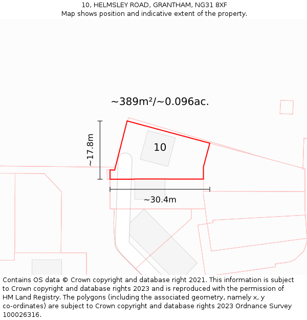 10, HELMSLEY ROAD, GRANTHAM, NG31 8XF: Plot and title map