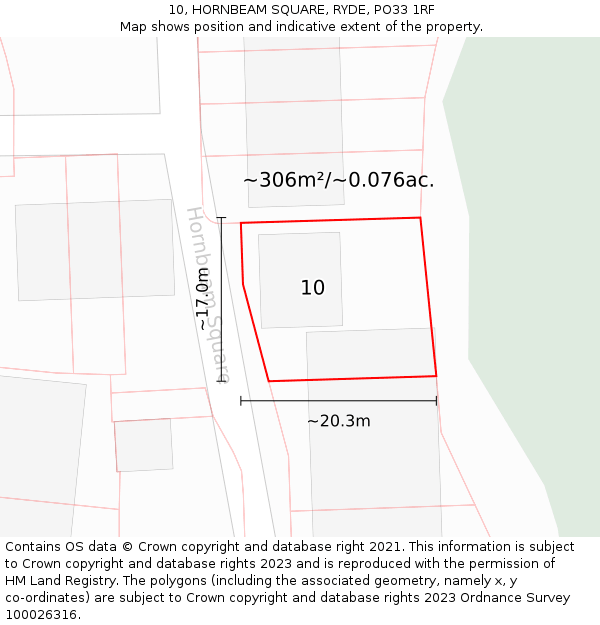 10, HORNBEAM SQUARE, RYDE, PO33 1RF: Plot and title map