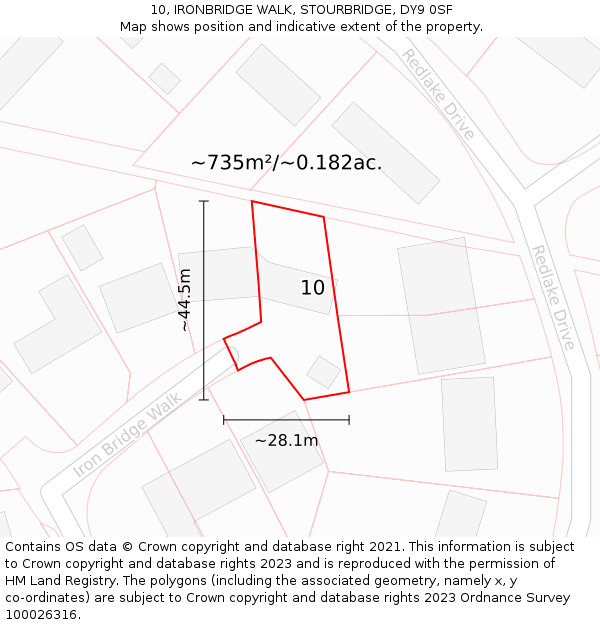 10, IRONBRIDGE WALK, STOURBRIDGE, DY9 0SF: Plot and title map