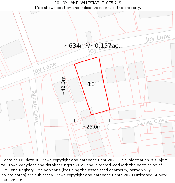 10, JOY LANE, WHITSTABLE, CT5 4LS: Plot and title map