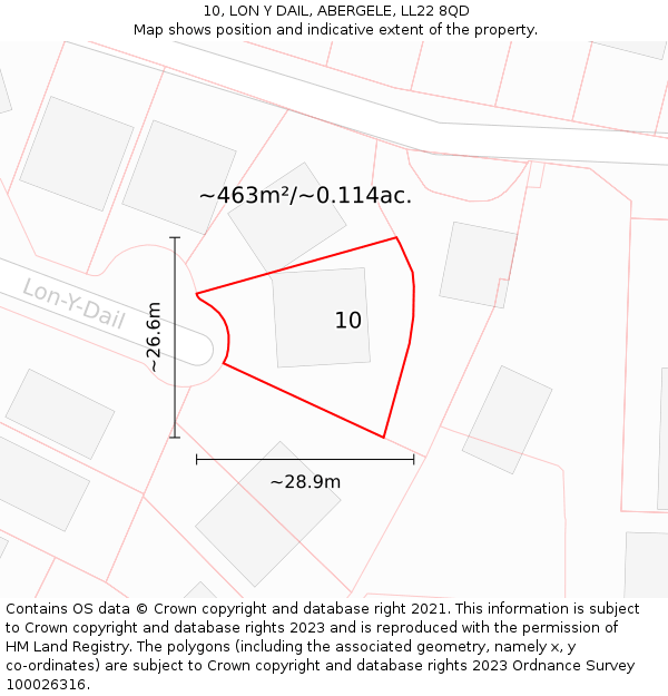 10, LON Y DAIL, ABERGELE, LL22 8QD: Plot and title map