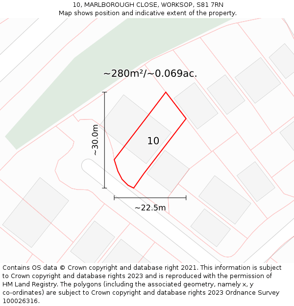 10, MARLBOROUGH CLOSE, WORKSOP, S81 7RN: Plot and title map