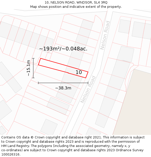 10, NELSON ROAD, WINDSOR, SL4 3RQ: Plot and title map