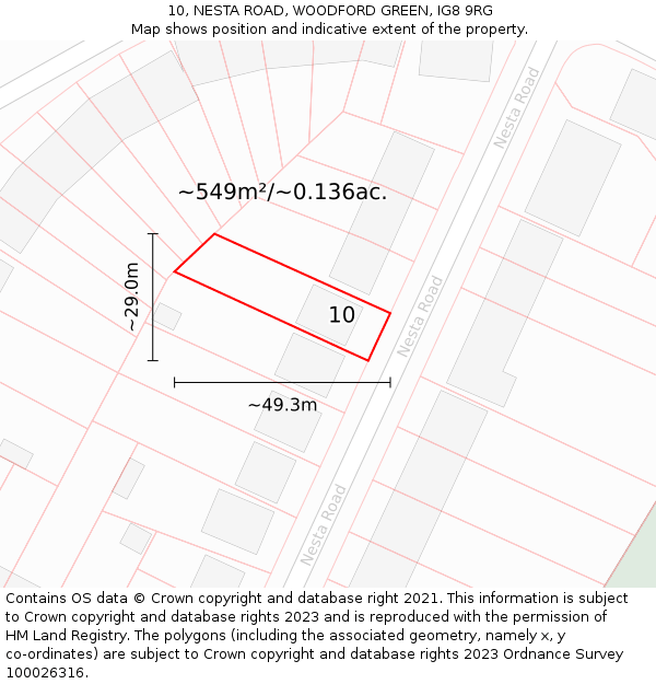 10, NESTA ROAD, WOODFORD GREEN, IG8 9RG: Plot and title map