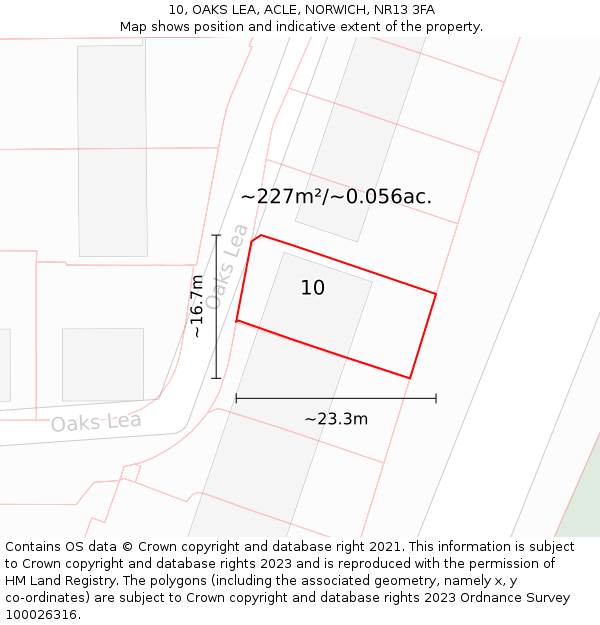 10, OAKS LEA, ACLE, NORWICH, NR13 3FA: Plot and title map