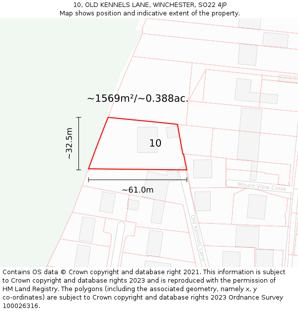 10, OLD KENNELS LANE, WINCHESTER, SO22 4JP: Plot and title map