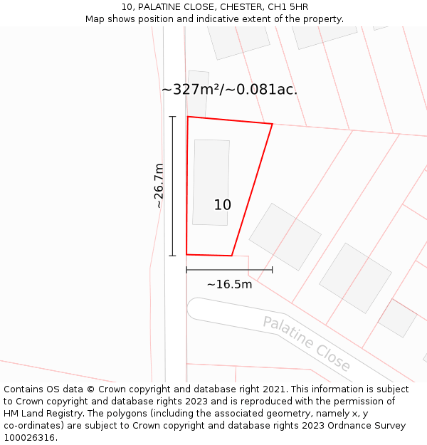 10, PALATINE CLOSE, CHESTER, CH1 5HR: Plot and title map