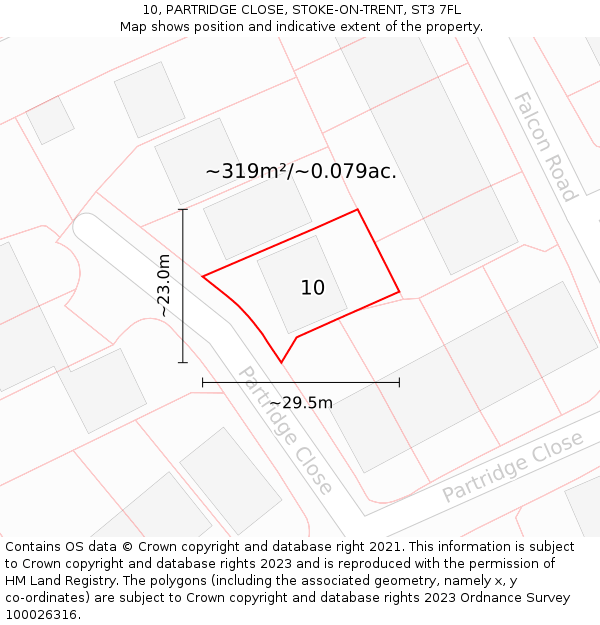 10, PARTRIDGE CLOSE, STOKE-ON-TRENT, ST3 7FL: Plot and title map