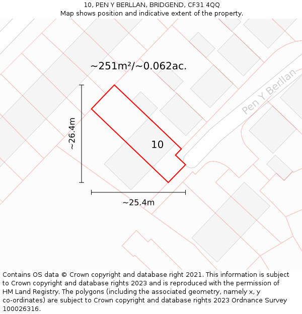 10, PEN Y BERLLAN, BRIDGEND, CF31 4QQ: Plot and title map