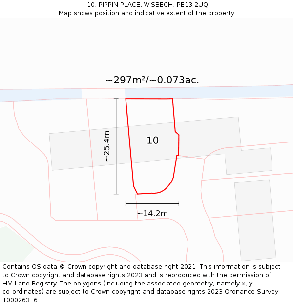 10, PIPPIN PLACE, WISBECH, PE13 2UQ: Plot and title map