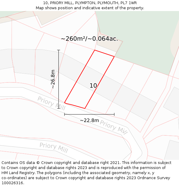 10, PRIORY MILL, PLYMPTON, PLYMOUTH, PL7 1WR: Plot and title map