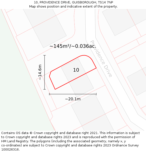 10, PROVIDENCE DRIVE, GUISBOROUGH, TS14 7NP: Plot and title map