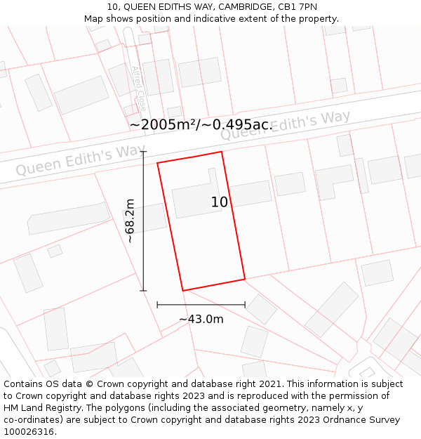 10, QUEEN EDITHS WAY, CAMBRIDGE, CB1 7PN: Plot and title map