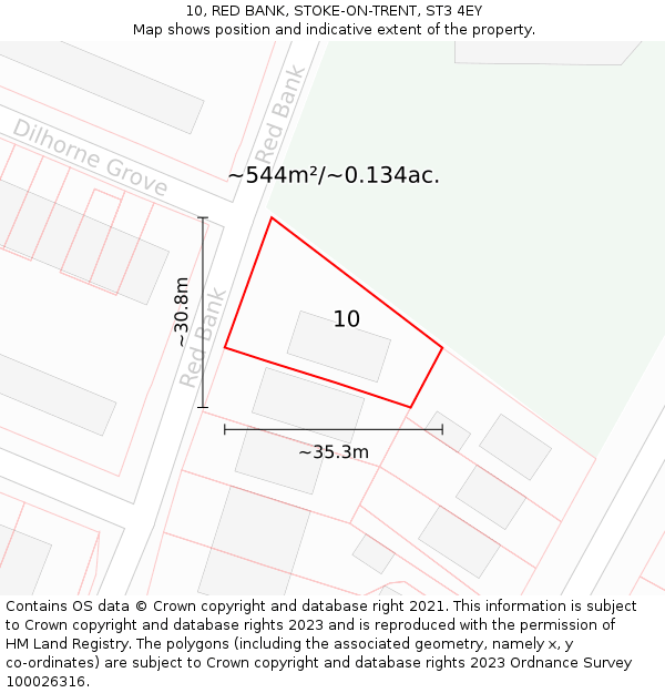10, RED BANK, STOKE-ON-TRENT, ST3 4EY: Plot and title map