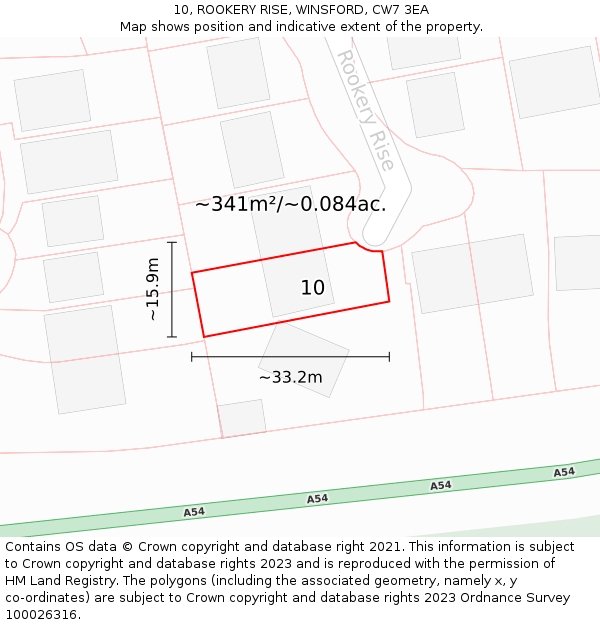 10, ROOKERY RISE, WINSFORD, CW7 3EA: Plot and title map