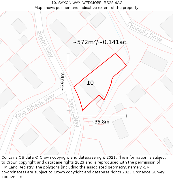 10, SAXON WAY, WEDMORE, BS28 4AG: Plot and title map