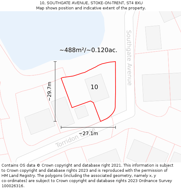 10, SOUTHGATE AVENUE, STOKE-ON-TRENT, ST4 8XU: Plot and title map