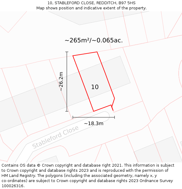 10, STABLEFORD CLOSE, REDDITCH, B97 5HS: Plot and title map