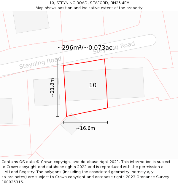 10, STEYNING ROAD, SEAFORD, BN25 4EA: Plot and title map