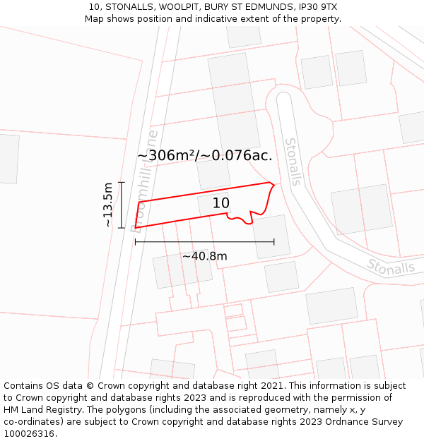 10, STONALLS, WOOLPIT, BURY ST EDMUNDS, IP30 9TX: Plot and title map