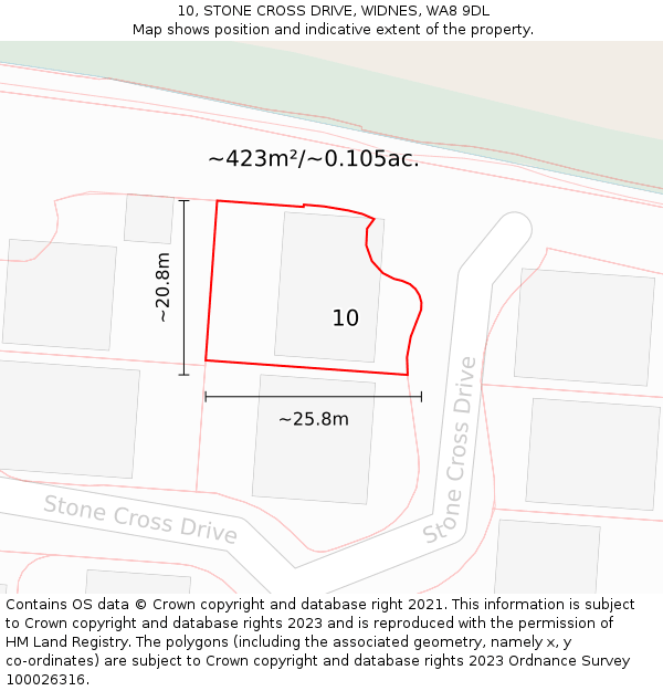 10, STONE CROSS DRIVE, WIDNES, WA8 9DL: Plot and title map