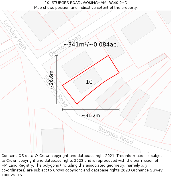 10, STURGES ROAD, WOKINGHAM, RG40 2HD: Plot and title map