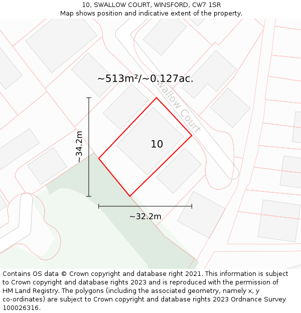 10, SWALLOW COURT, WINSFORD, CW7 1SR: Plot and title map