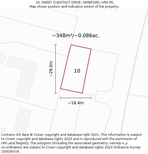 10, SWEET CHESTNUT DRIVE, HEREFORD, HR4 0FJ: Plot and title map