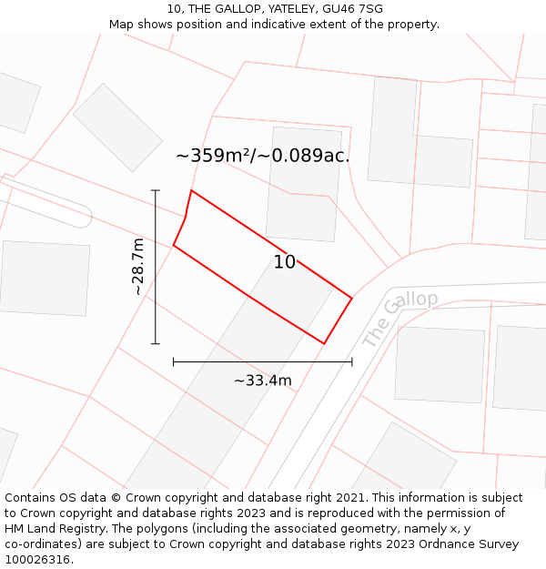 10, THE GALLOP, YATELEY, GU46 7SG: Plot and title map