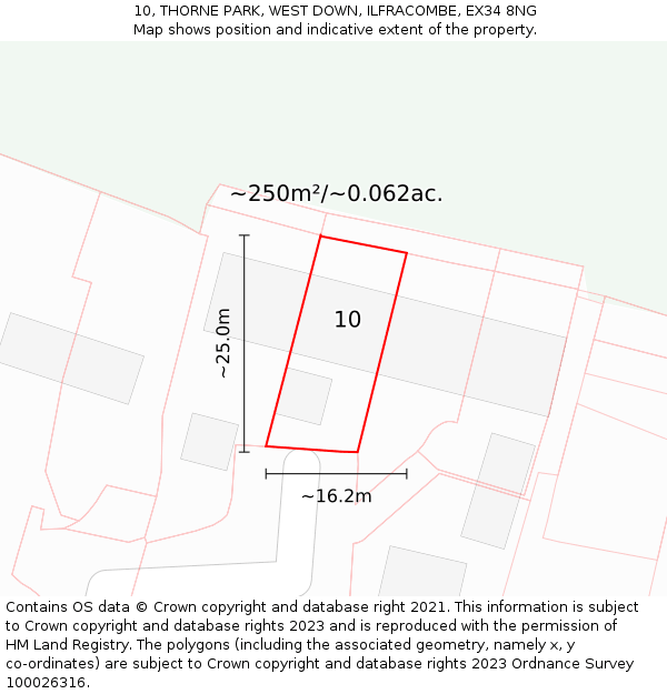 10, THORNE PARK, WEST DOWN, ILFRACOMBE, EX34 8NG: Plot and title map