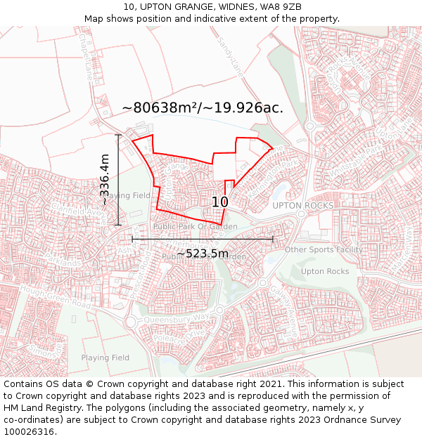 10, UPTON GRANGE, WIDNES, WA8 9ZB: Plot and title map