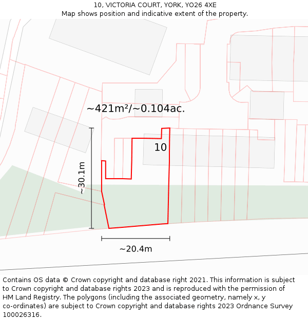 10, VICTORIA COURT, YORK, YO26 4XE: Plot and title map