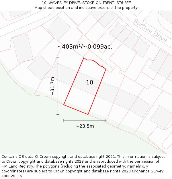 10, WAVERLEY DRIVE, STOKE-ON-TRENT, ST6 8FE: Plot and title map